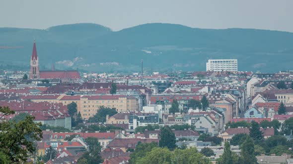 Aerial Panoramic View of Vienna City Timelapse From the Schonbrunn Tiergarten