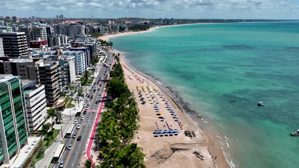 Town of Maceio Alagoas Brazil. Landmark beach at Northeast Brazil.