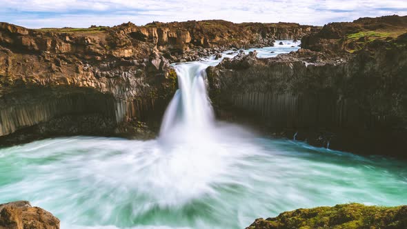 Time Lapse Footage of The Aldeyjarfoss Waterfall in North Iceland