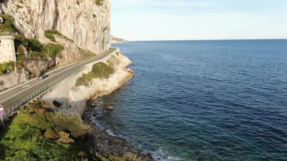 Road beside the mountain and sea