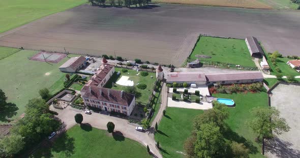 Aerial view of Bourbet Castle, France