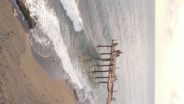 Vertical Video Beach at the Seaside Resort Town