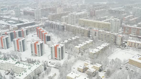 Snowcovered City Center of Minsk From a Height