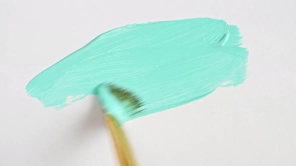 Abstract Brushstrokes of Turquoise Paint Brush Applied Isolated on a White Background