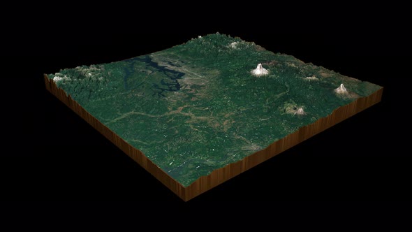 Seattle terrain map 3D render 360 degrees loop animation