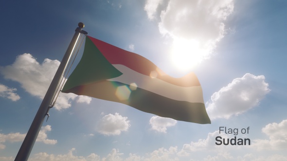 Sudan Flag on a Flagpole V2