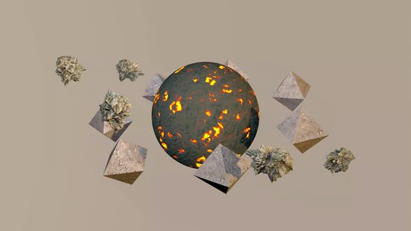 Lava Planet with moving objects