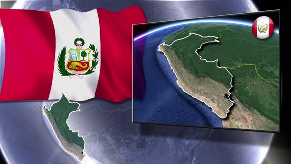 Peru Flag And Map Animation