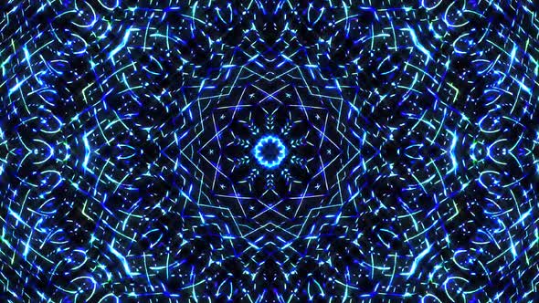 Bright abstract light flickering streaks set blue color, kaleidoscope alt