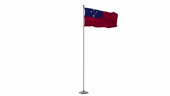 Samoa   loop 3D Illustration Of The Waving Flag On Long  Pole With Alpha alt