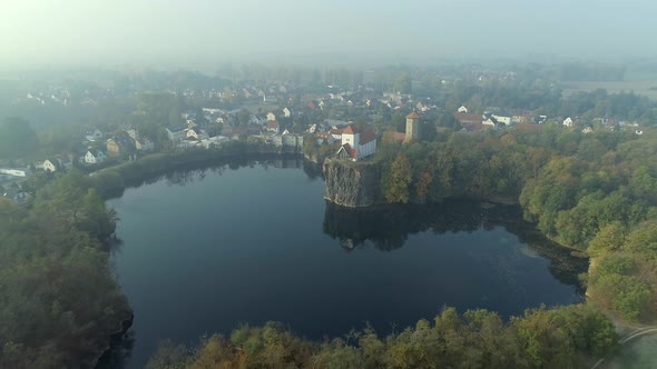 Kirchbruch Heart Lake Germany Aerial View at Sunrise