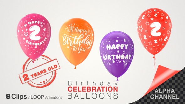 2nd Birthday Celebration Balloons / Two Years Old alt