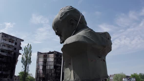 Shot Through Monument to Taras Shevchenko  War in Ukraine