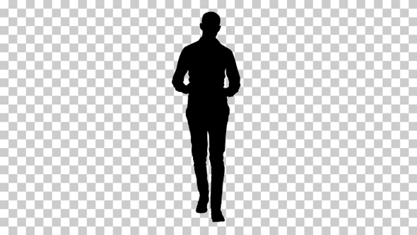 Silhouette Arabic casual man walking and talking to camera