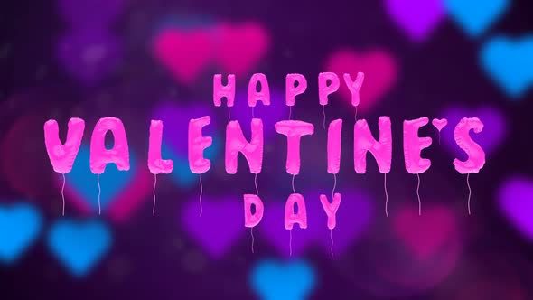 Valentine's Day Text Balloons On Abstract Background Seamless Loop