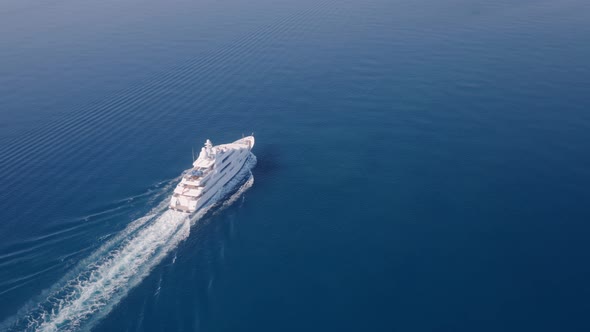 The big private motorboat cruise fast on the mediterranean sea