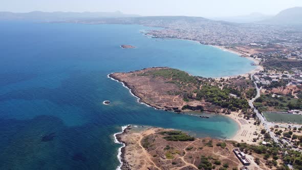 Aerial Drone Video of Beach in Crete Island Greece