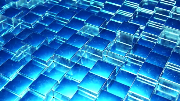 Abstract Blue Metallic Background From Cubes