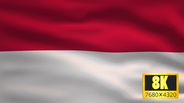 8K Indonesia Windy Flag Background