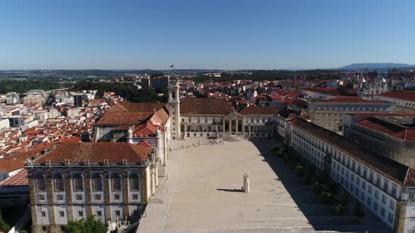 University Coimbra City in Portugal Aerial View