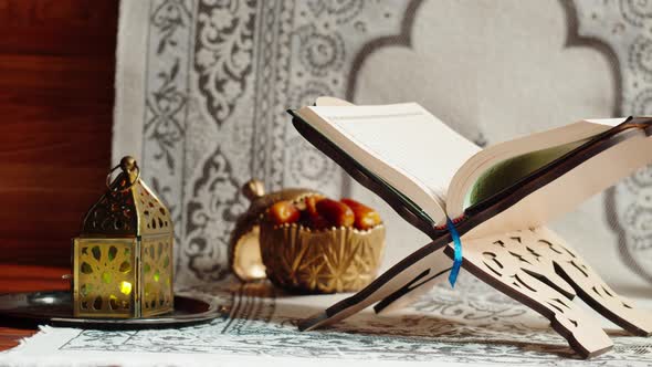 Quran Book Closeup Praying Islamic Religion