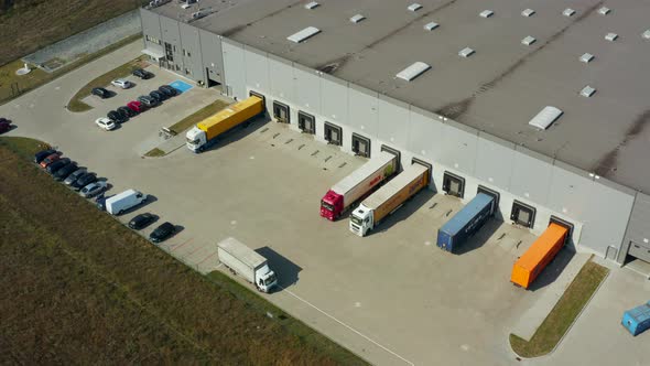 Drone Shot Logistics Park with a Warehouse Loading Hub