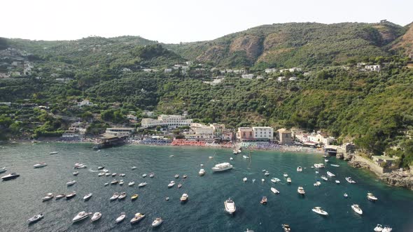 Amazing Aerial View of Marina Del Cantone Beach Near Sorrento Amalfi Coast  Italy