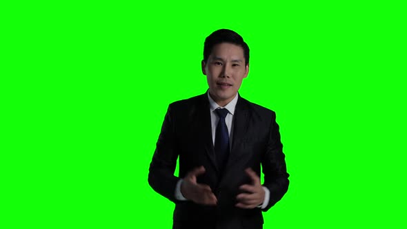 Business man with green screen