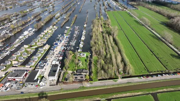 Loosdrechtse Plassen Harbour Waterway Canals and Cultivated Ditch Nature Near Vinkeveen Utrecht