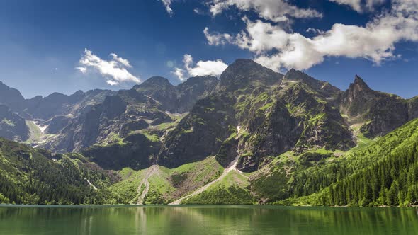 Famous Polish lake in the Tatras Mountains in summer, Poland