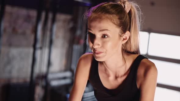 Determined Female Athlete Doing Cardio Workout