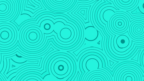 Pulsating pattern of circles and rings on colored background