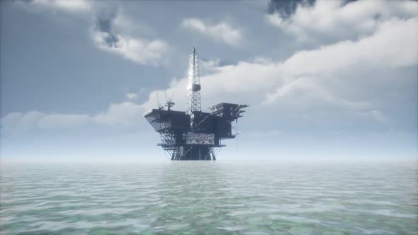 Large Pacific Ocean Offshore Oil Rig Drilling Platform