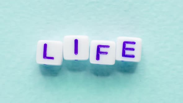 Life Word Inspiration Text Cubes Gif Letters Blue