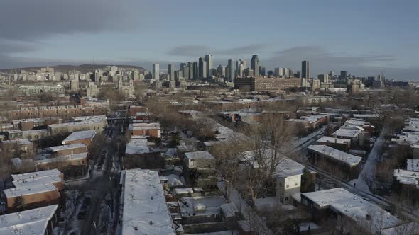 4K winter City Montreal Sunrise Drone Landscape sequence_002