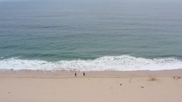 AERIAL: drone, half moon bay beach cliffs and shore,  flying forward view