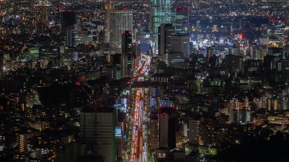 Tokyo Night Aerial Cityscape Traffic Japan Time Lapse
