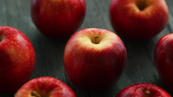 Ripe Apples on Wooden Table