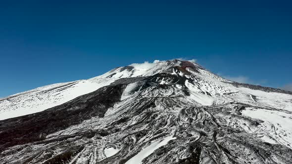 Mount Etna on the Island of Sicily in the Early Morning. Bird's Eye View