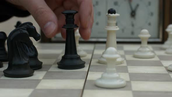 Chess Game Closeup on a Chessboard. Kyiv, Ukraine