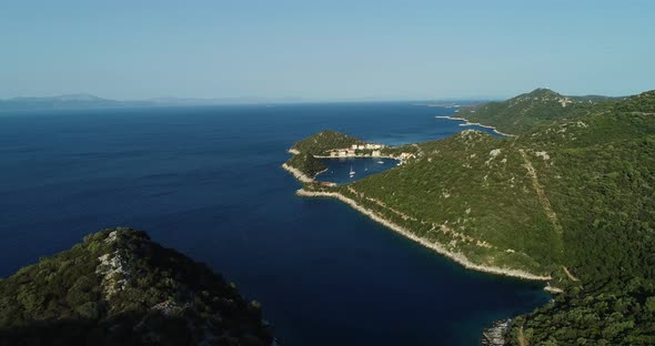 Aerial view of coastline in Zaklopatica Croatia.