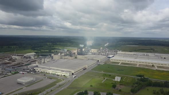 Aerial Shot of Wood-processing Plant