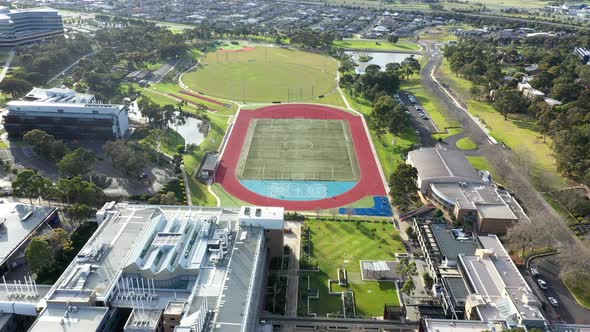 AERIAL Above Athletic Track and Sporting Fields