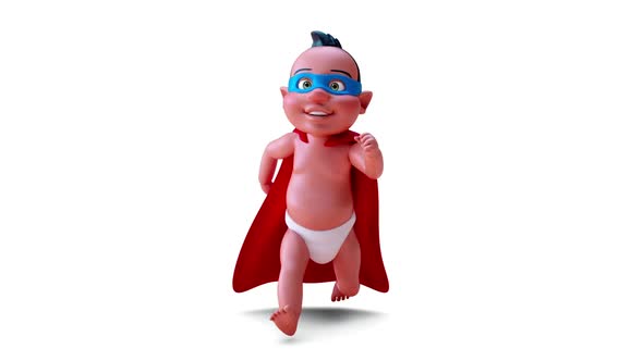 Fun 3D cartoon of a super indian baby