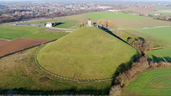 Aerial view of The Lion's Mound, Waterloo, Belgium