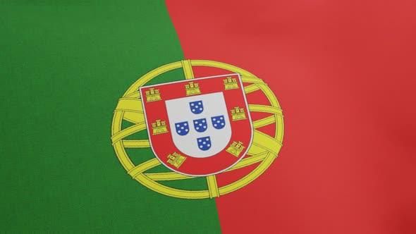 National Flag of Portugal Waving Original Colors 3D Render Republic of Portugal Flag Textile or