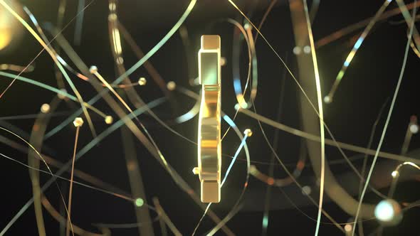 Golden Dollar Sign and Flying Particles of Gold alt