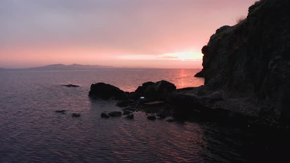 View From a Drone to a Beautiful Sunrise