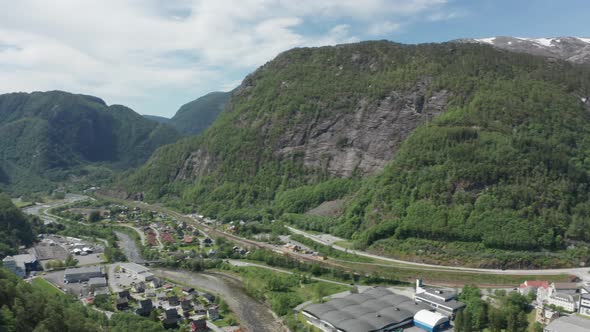 Overview of Dalekvam town centre - Between Bergen and Voss and along Bergen Railway with road E16 -