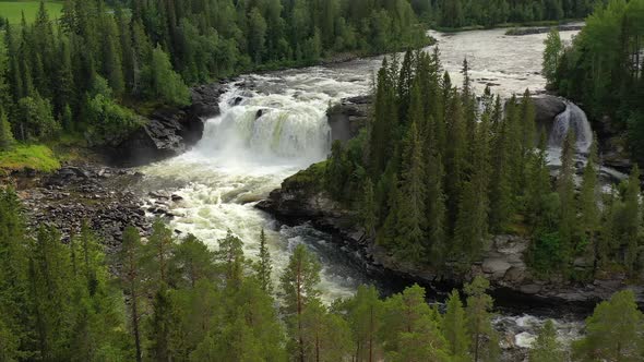 Ristafallet Waterfall in the Western Part of Jamtland